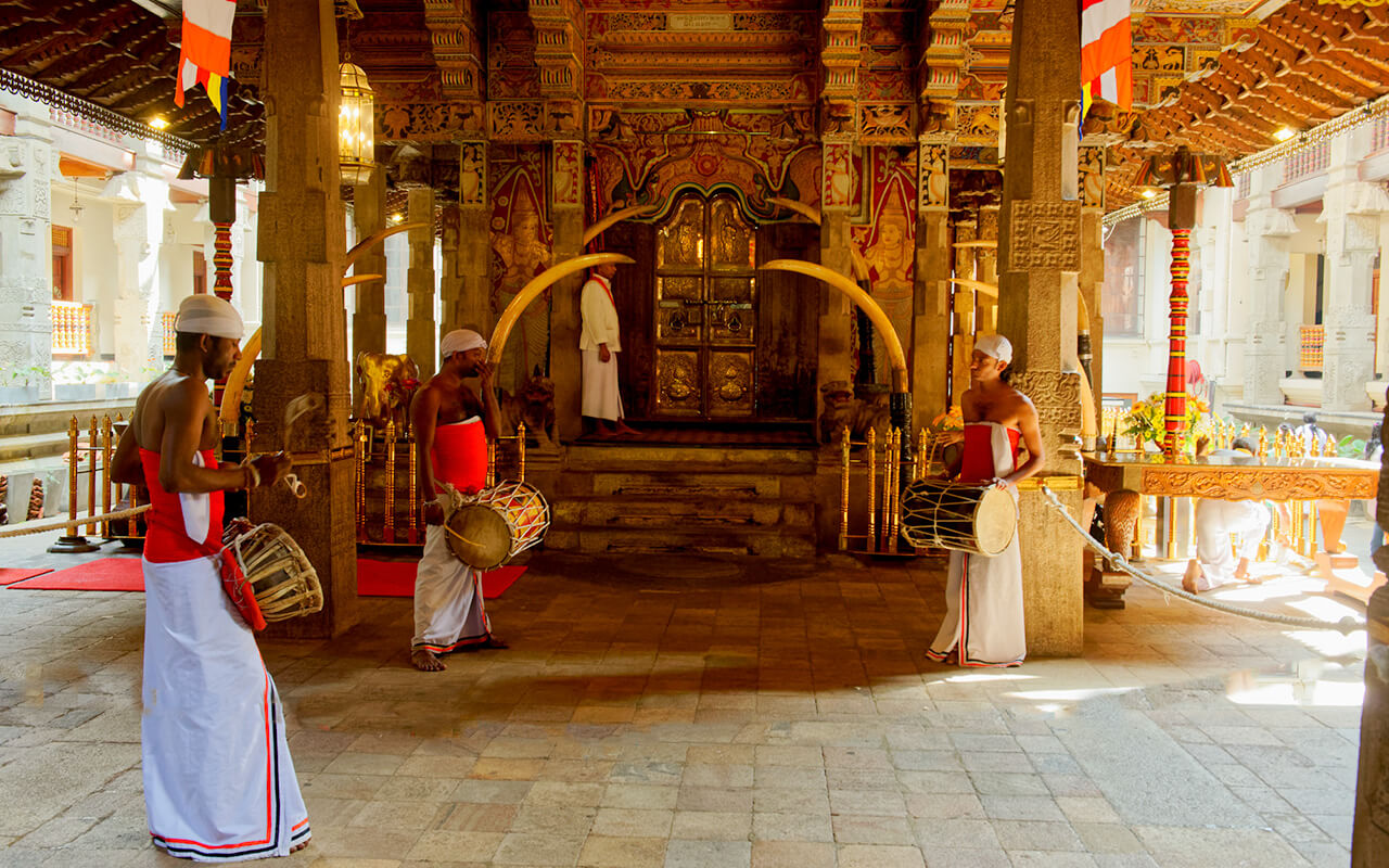 Drummers at the Temple of Tooth in Kandy Sri Lanka