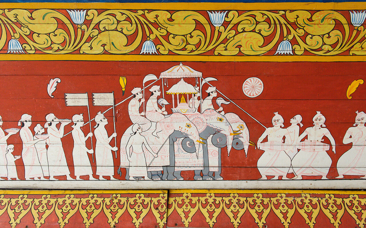 Fresco depicting the Pera Hera at the Temple of Tooth in Kandy Sri Lanka