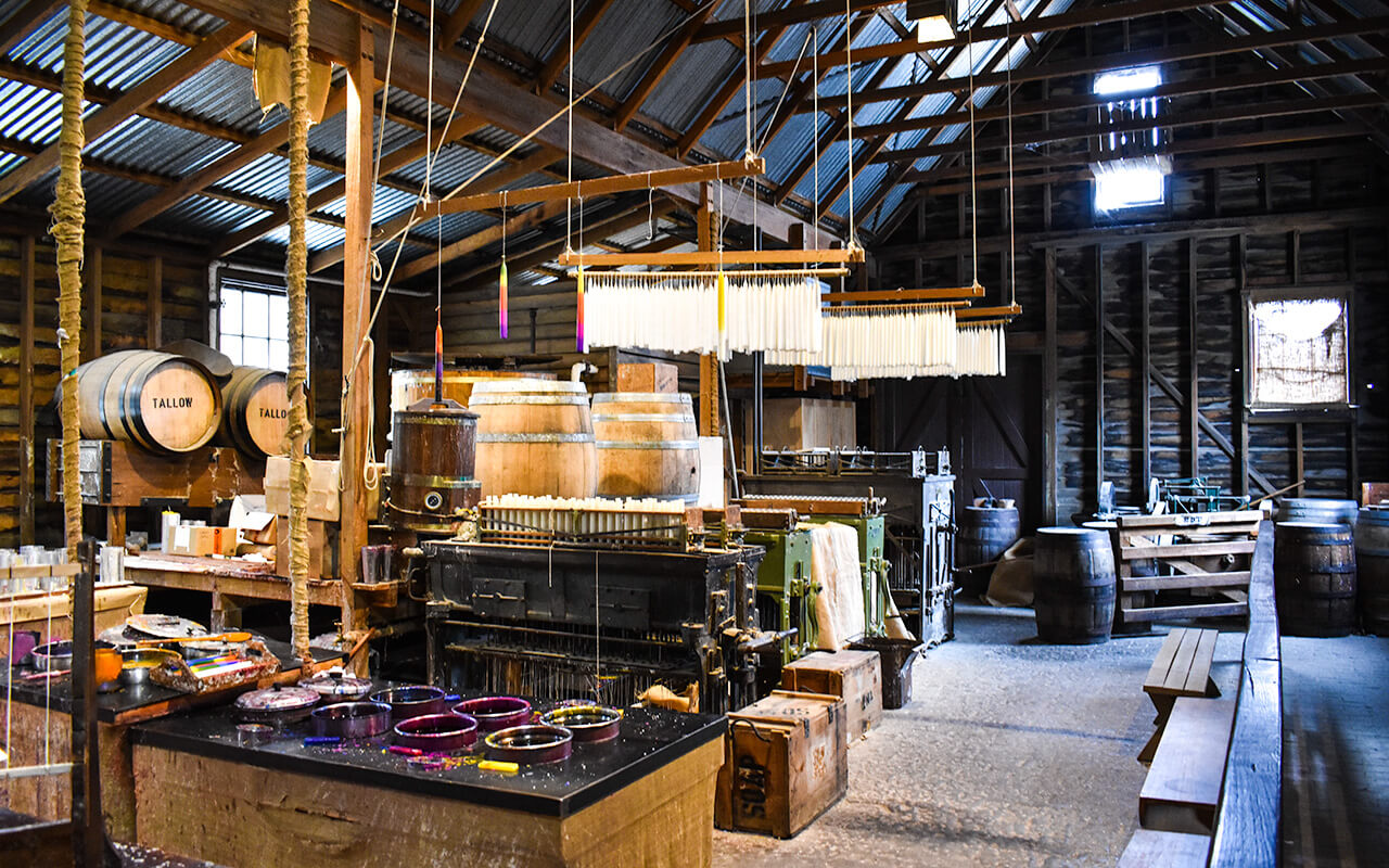 The candle works workshop is preserved for your Sovereign Hill photos