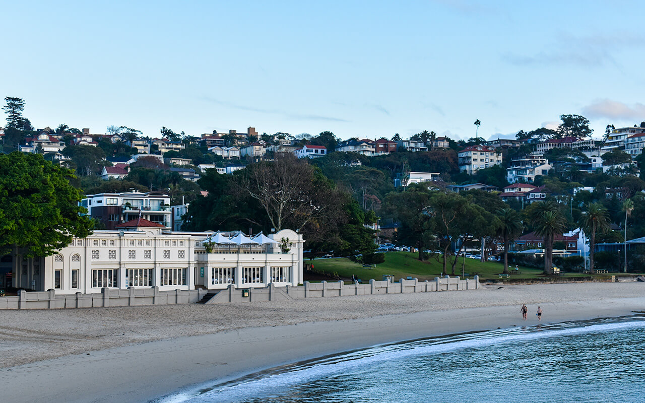 View of the Bathers Pavilion at Balmoral Beach near Middle Head in Sydney