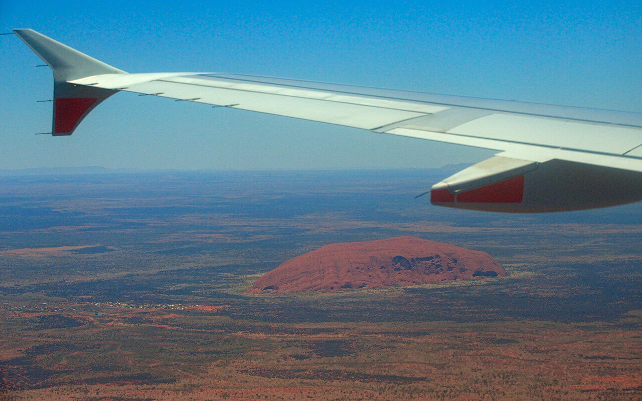 The first of the Uluru sights is from an airplane