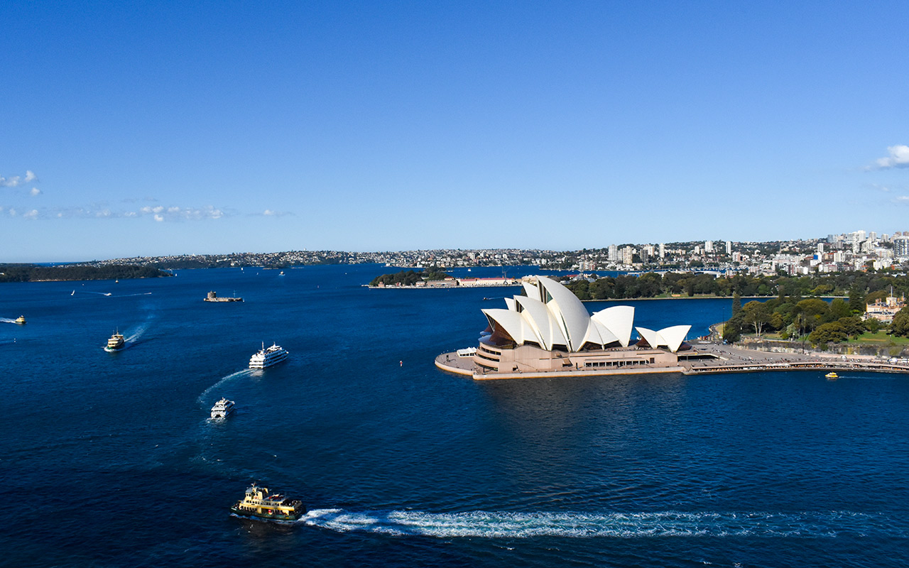 The Sydney Opera House from the Harbour Bridge Pylon Lookout
