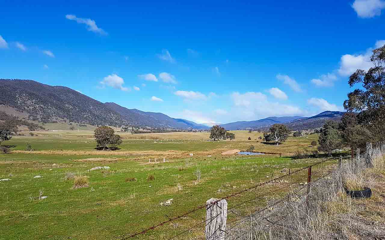 The road to Namadgi National Park on a sunny day