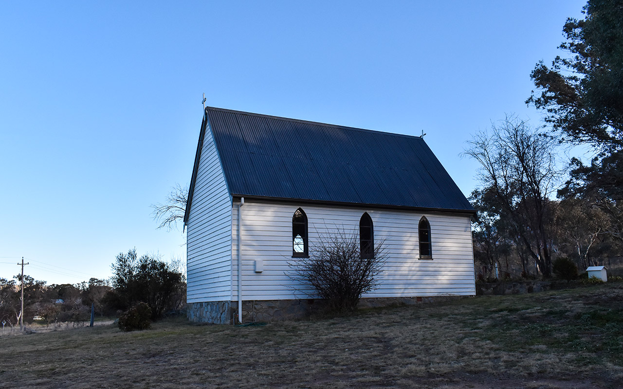 The Tharwa church near the Namadgi National Park is a lovely wooden building