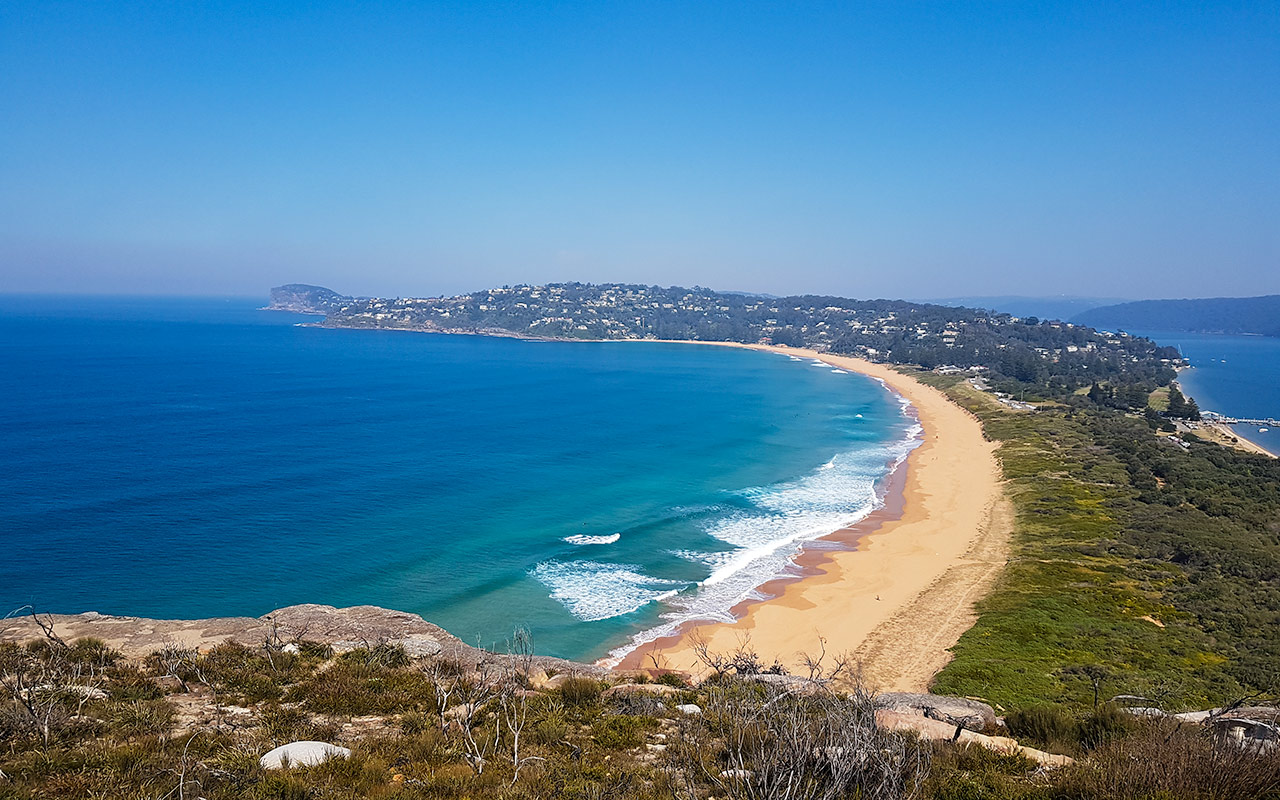 The Palm Beach isthmus from the top of the Barrenjoey Lighthouse Walk