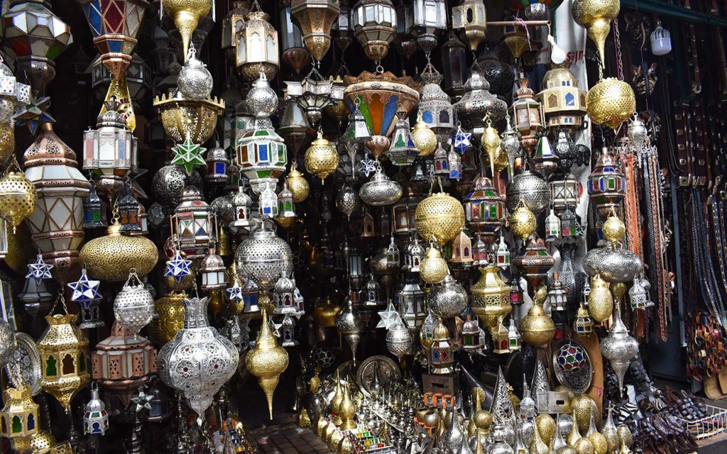 Shop for brass lamps in Morocco