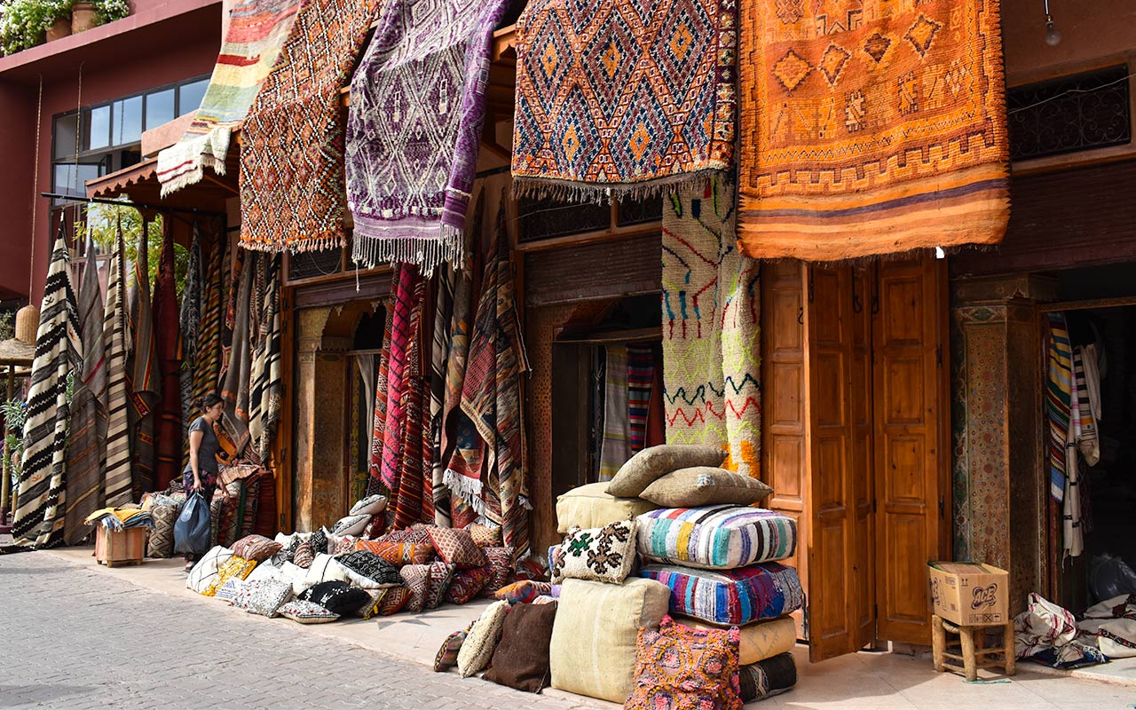 Carpet shops are part of every shopping trip in Morocco