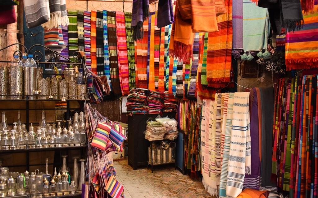 Shopping for textiles in Morocco