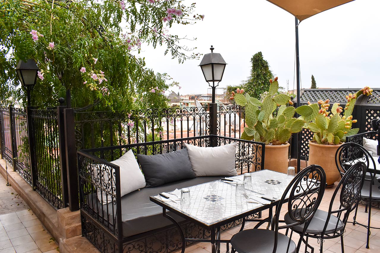 Enjoying the calm of a roof terrace is quite a relaxing thing to do in Marrakech Morocco