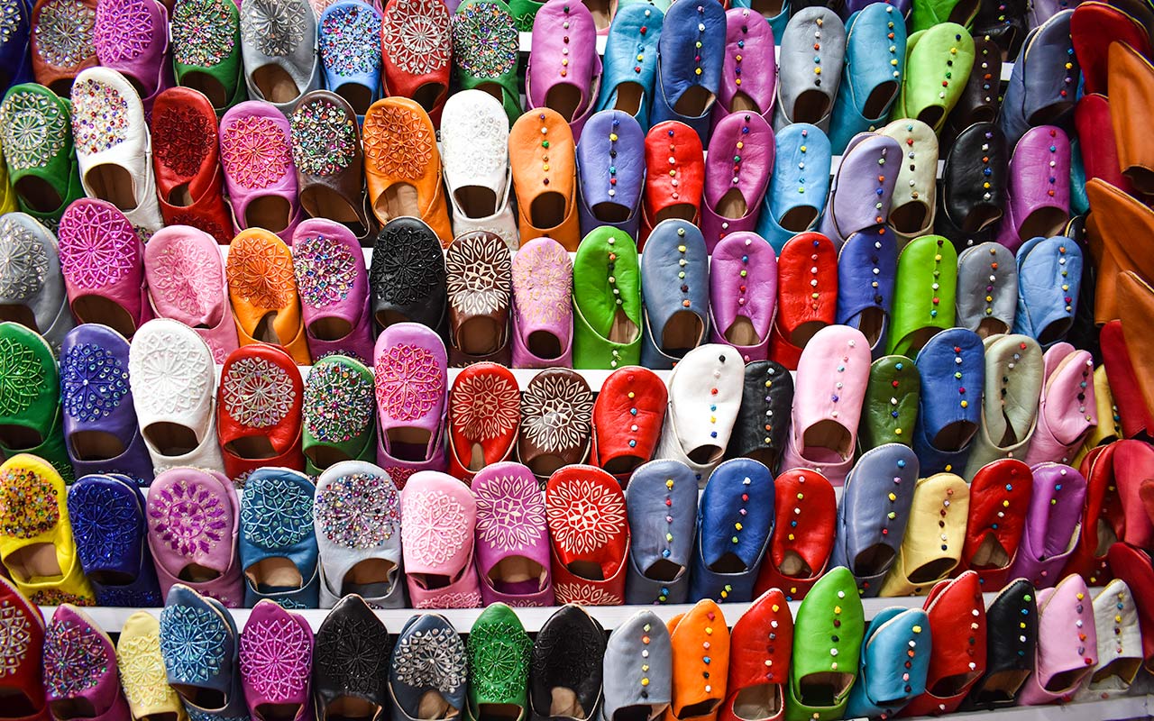 Shopping for colourful leather slippers is something I always do in Marrakech