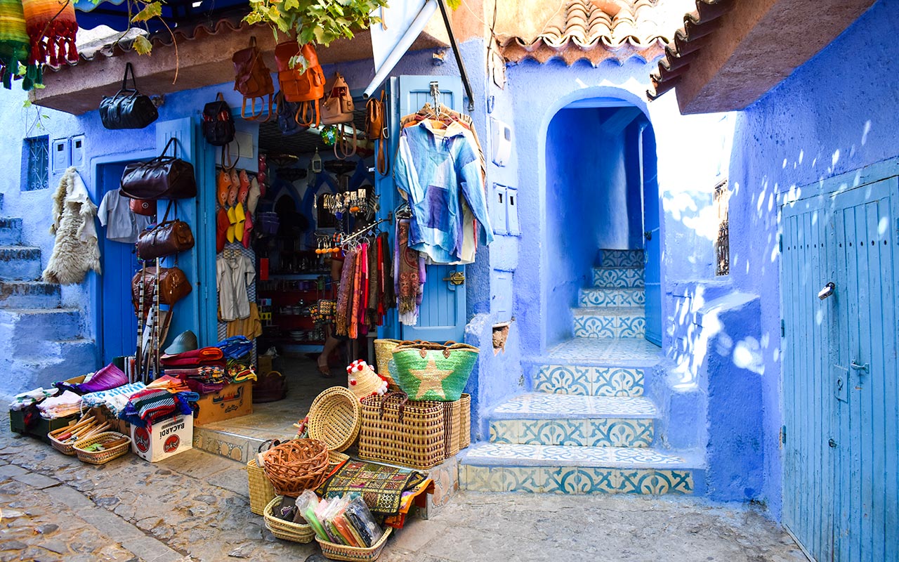 The blue streets of Chefchaouen have some nice shops 