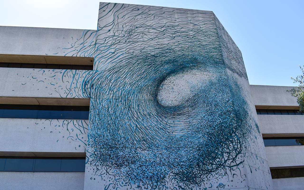 Water swirling on the water corporation building in Leederville