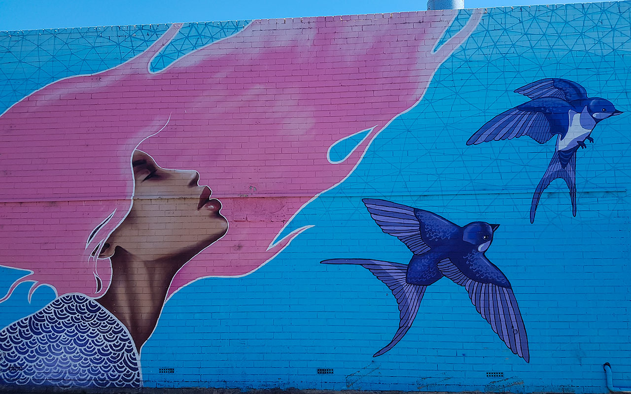 This mural by Sarah McCloskey is called Pink