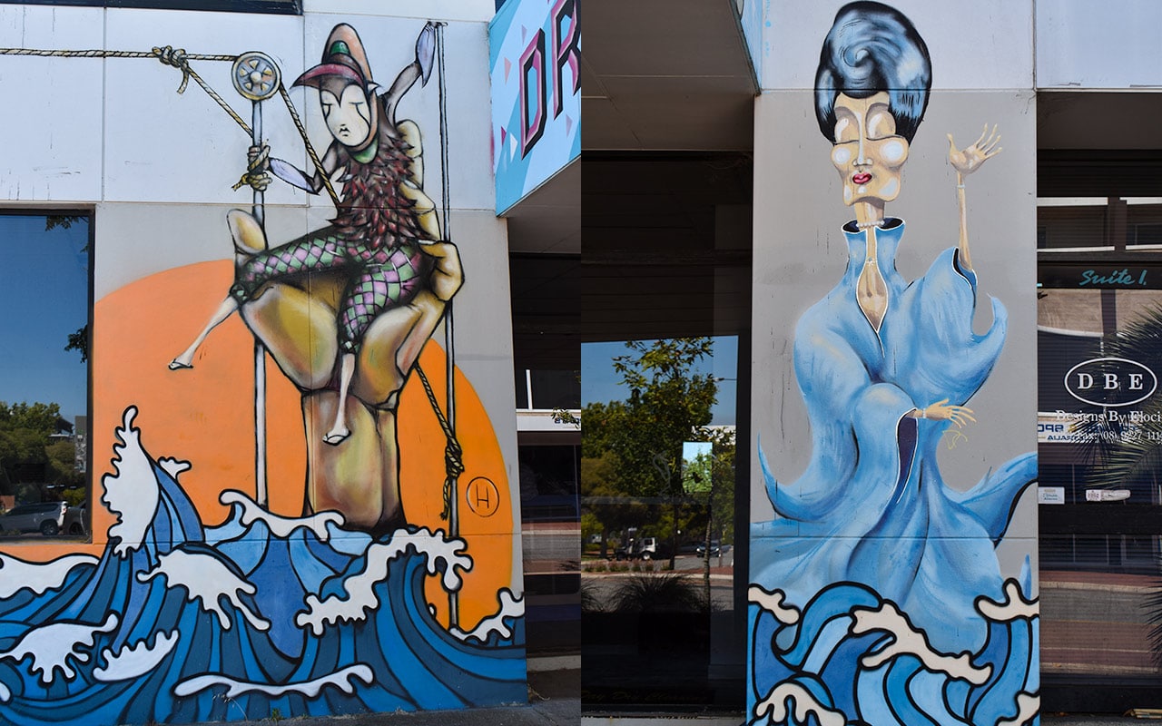 Two wall art pieces by artist Hurben in Mount Lawley