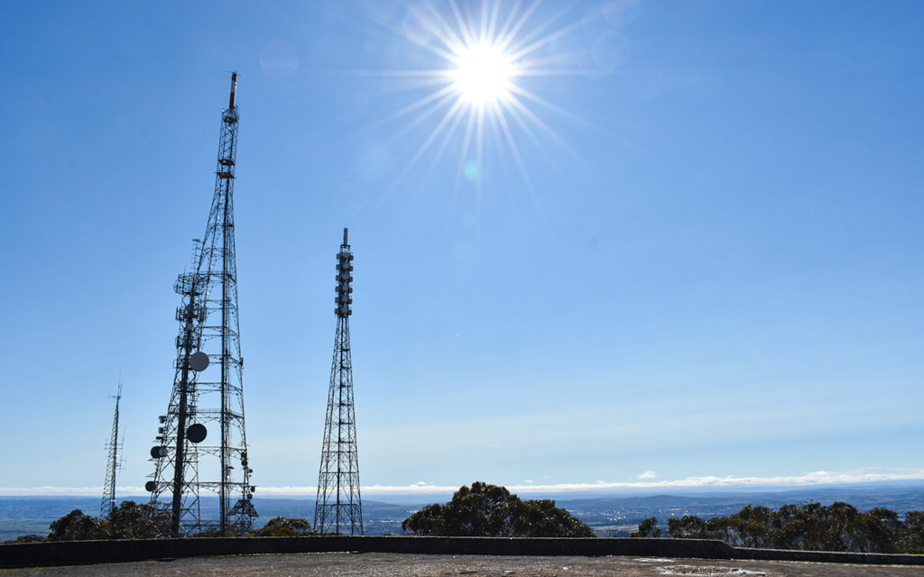 Radio transmitters sit on top of Mount Canobolas