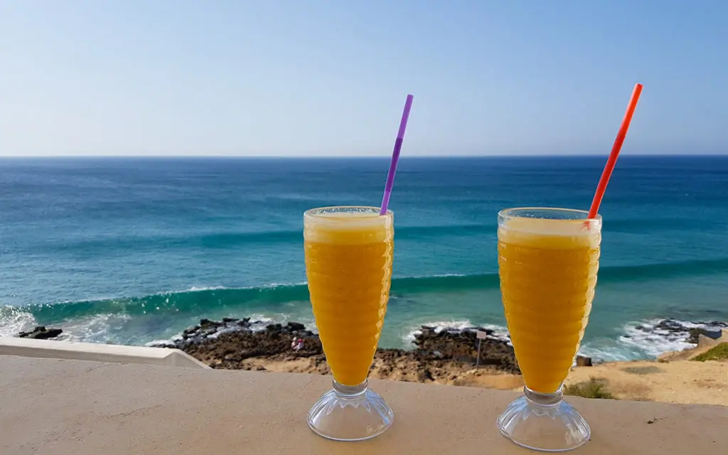 Having a summer drink by the beach in Tangier