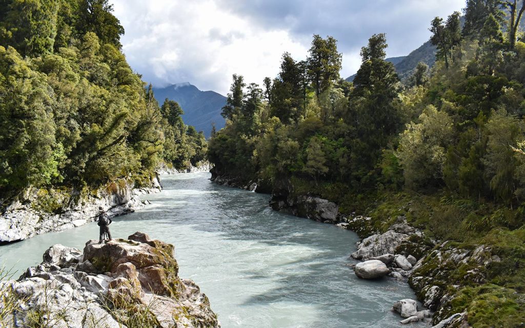 There is glacial flour at the bottom of Hokitika Gorge