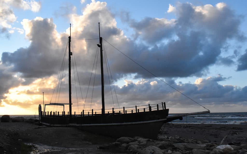 This old boat is a nice photo prop in Hokitika