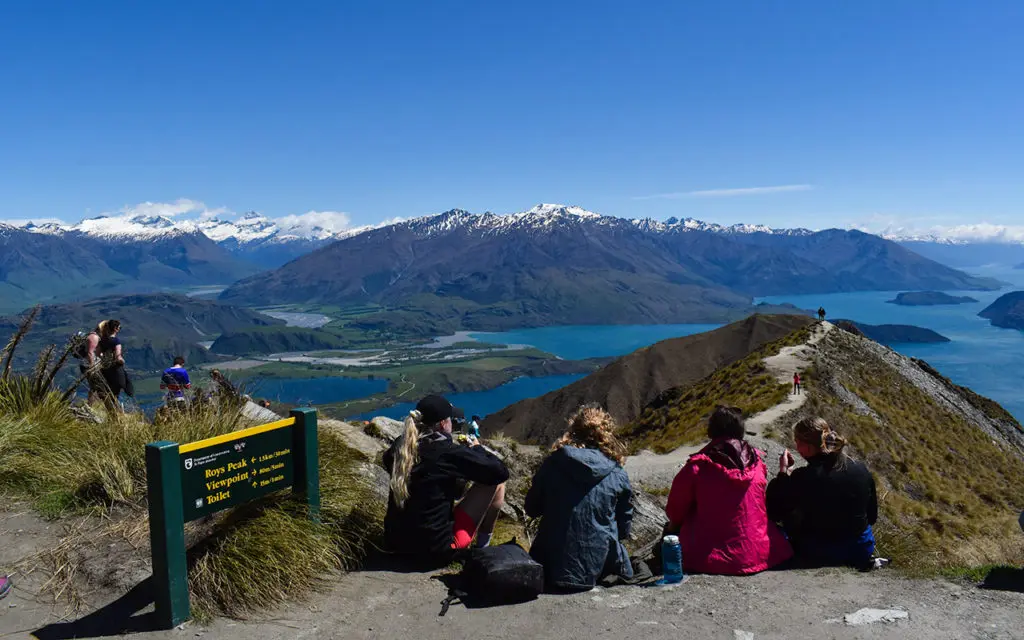 Wait your turn at the top of Roys Peak