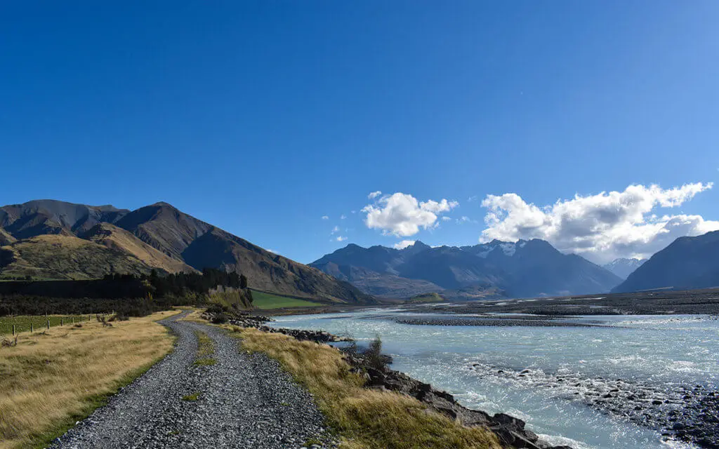 Taking the road along the Rakaia River