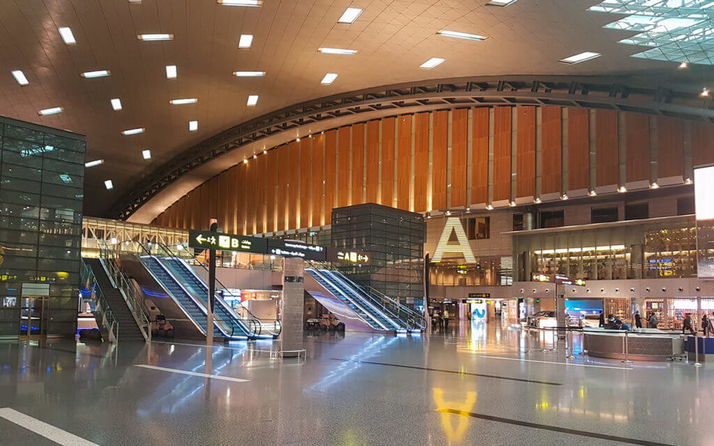Doha Airport was equally empty