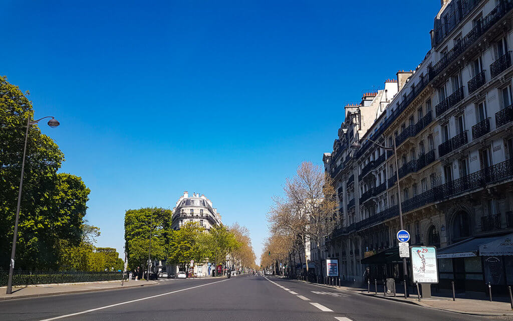 Driving through the quiet streets of Paris