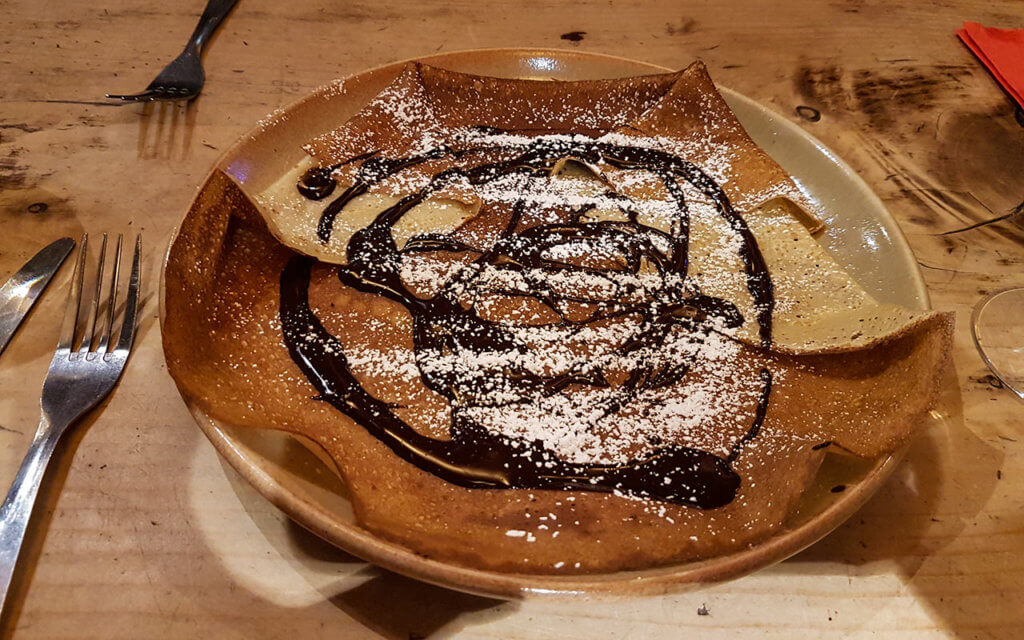 Chocolate crepes are a must-try dessert in Les Contamines