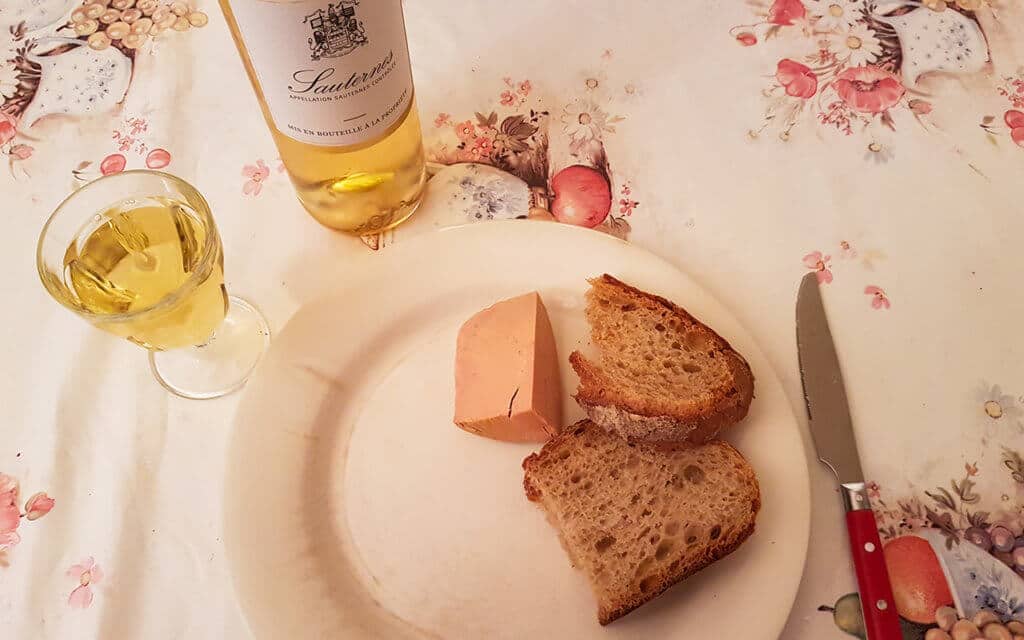 Foie gras and Sauternes are a treat in France