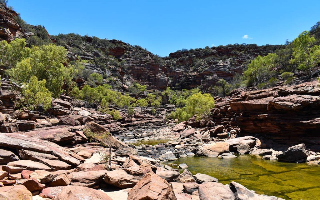 The trail to the River Gorge in Kalbarri Inland Park is challenging but well worth the effort