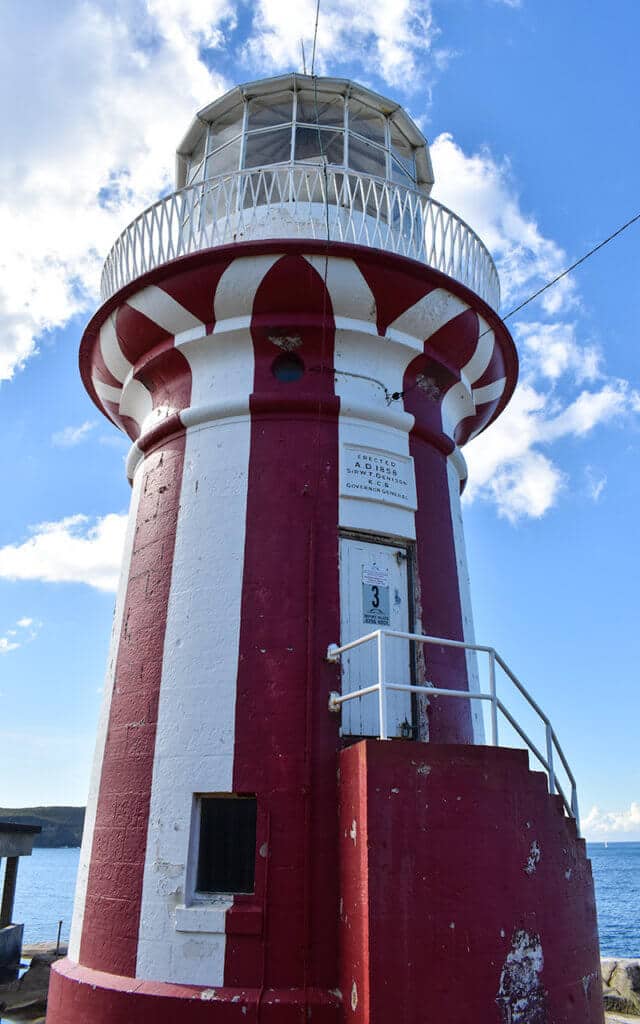 Hornby Lighthouse has some distinctive red and white stripes